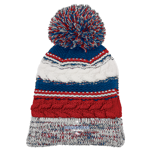 Libby Vintage Pom Pom Knit Beanie Red White Blue Size OSFM NWT Handmade Red White Blue Beanie Hat - Pom Pom Hat With  main image 3